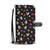 Cat, Flowers & Hearts Black Wallet Case