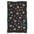 Cat, Flowers & Hearts Black Sherpa Blanket
