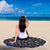 Cat, Flowers & Hearts Black Beach Blanket
