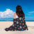 Cat, Flowers & Hearts Black Beach Blanket